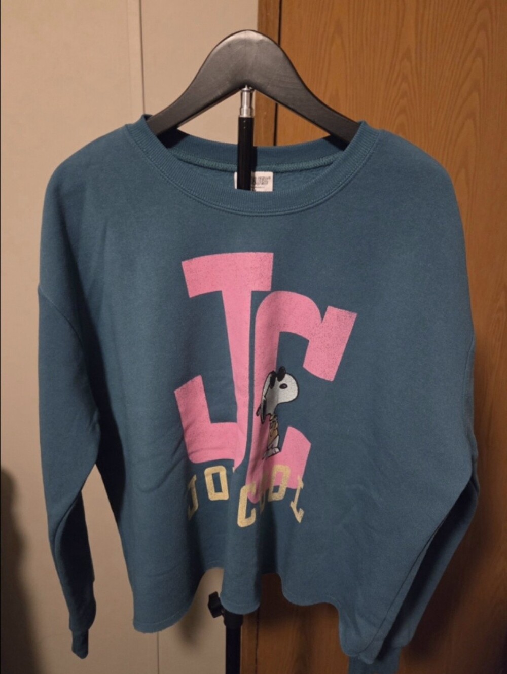 Peanuts Teal Sweatshirt with Pink and Yellow Graphic